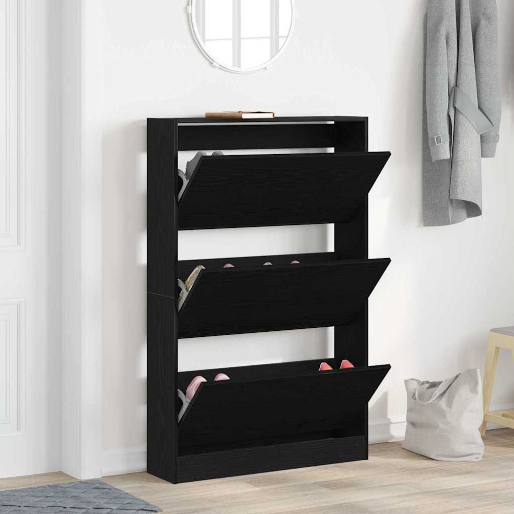 Cipőszekrény tárolóval Musta tammi 80 x 21 x 125.5 cm Faanyag