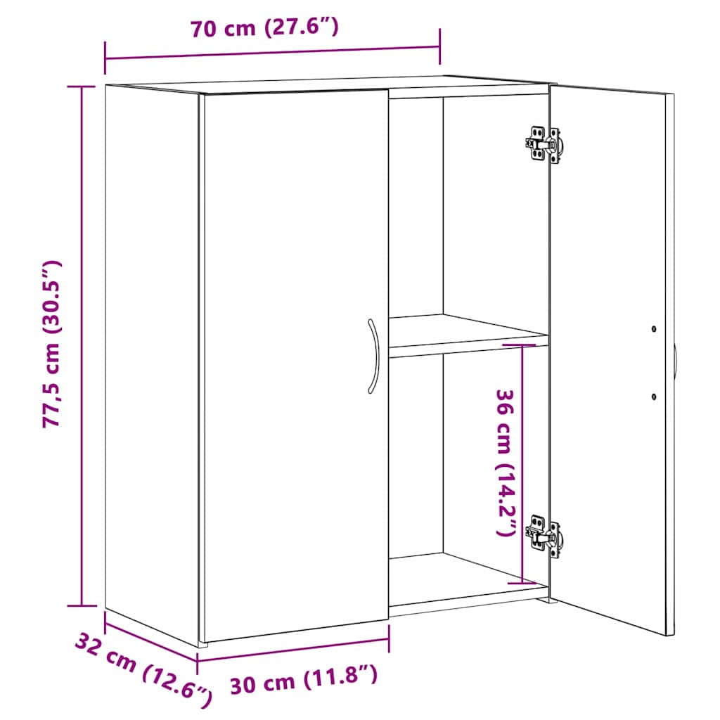 Irodai szekrény polcokkal kézműves tölgy 60 x 32 x 77.5 Faanyag