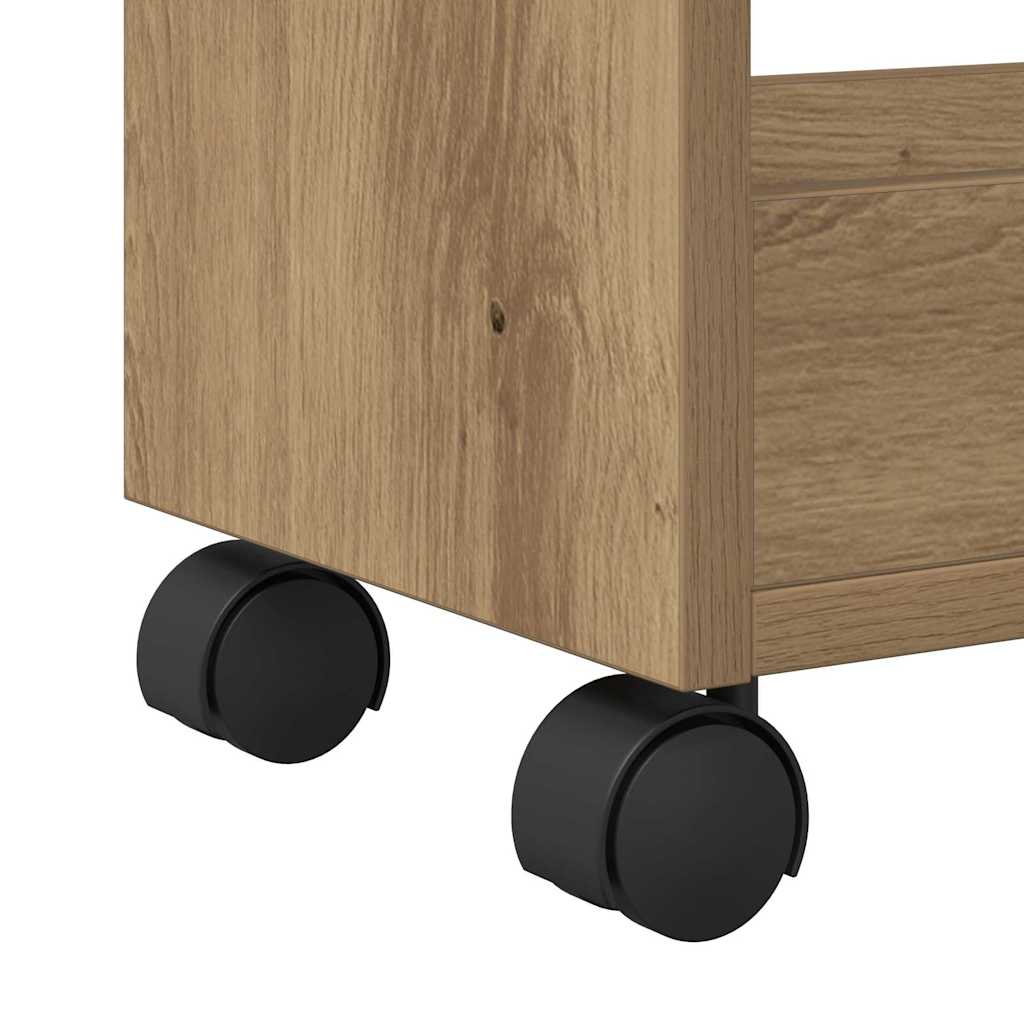Cabinet kerékkel kézműves tölgy 60 x 22 x 79 cm Faanyag