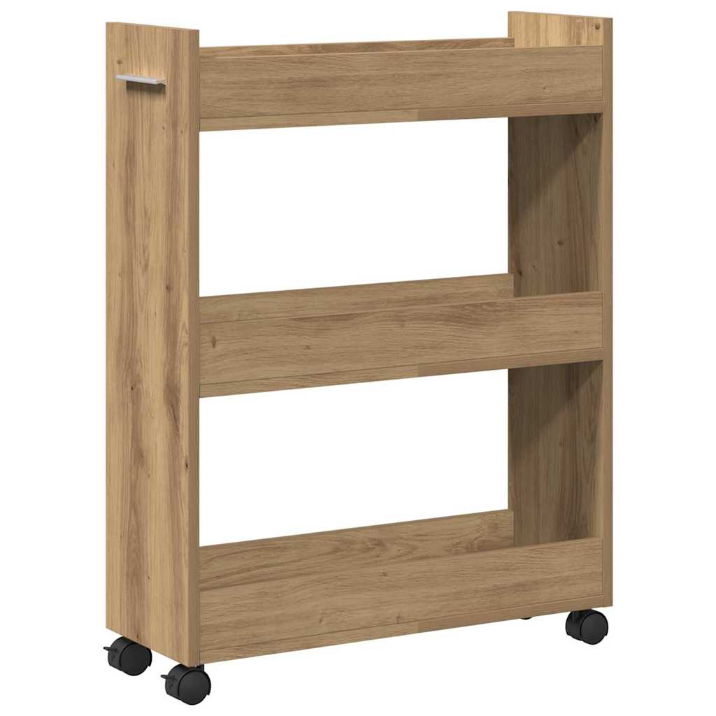 Cabinet kerékkel kézműves tölgy 60 x 22 x 79 cm Faanyag