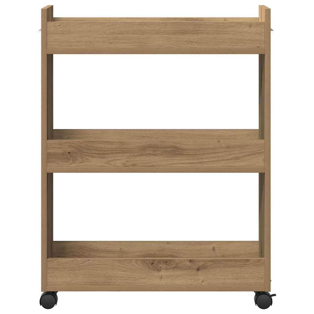 Cabinet kerékkel kézműves tölgy 60 x 22 x 79 cm Faanyag