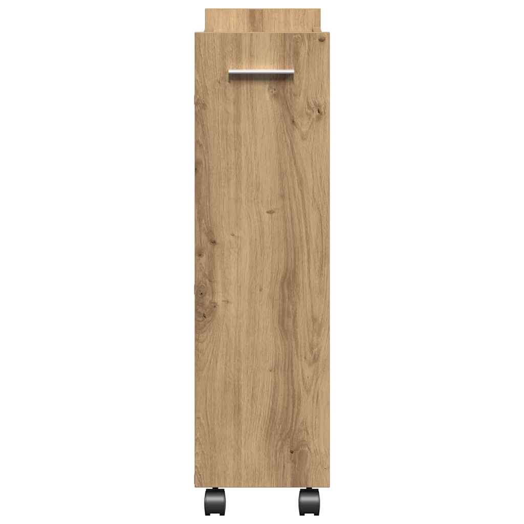 Cabinet kerékkel kézműves tölgy 60 x 22 x 79 cm Faanyag