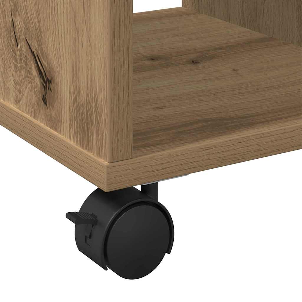 Oldalasztal polcokkal kézműves tölgy 50 x 30 x 55 cm Faanyag