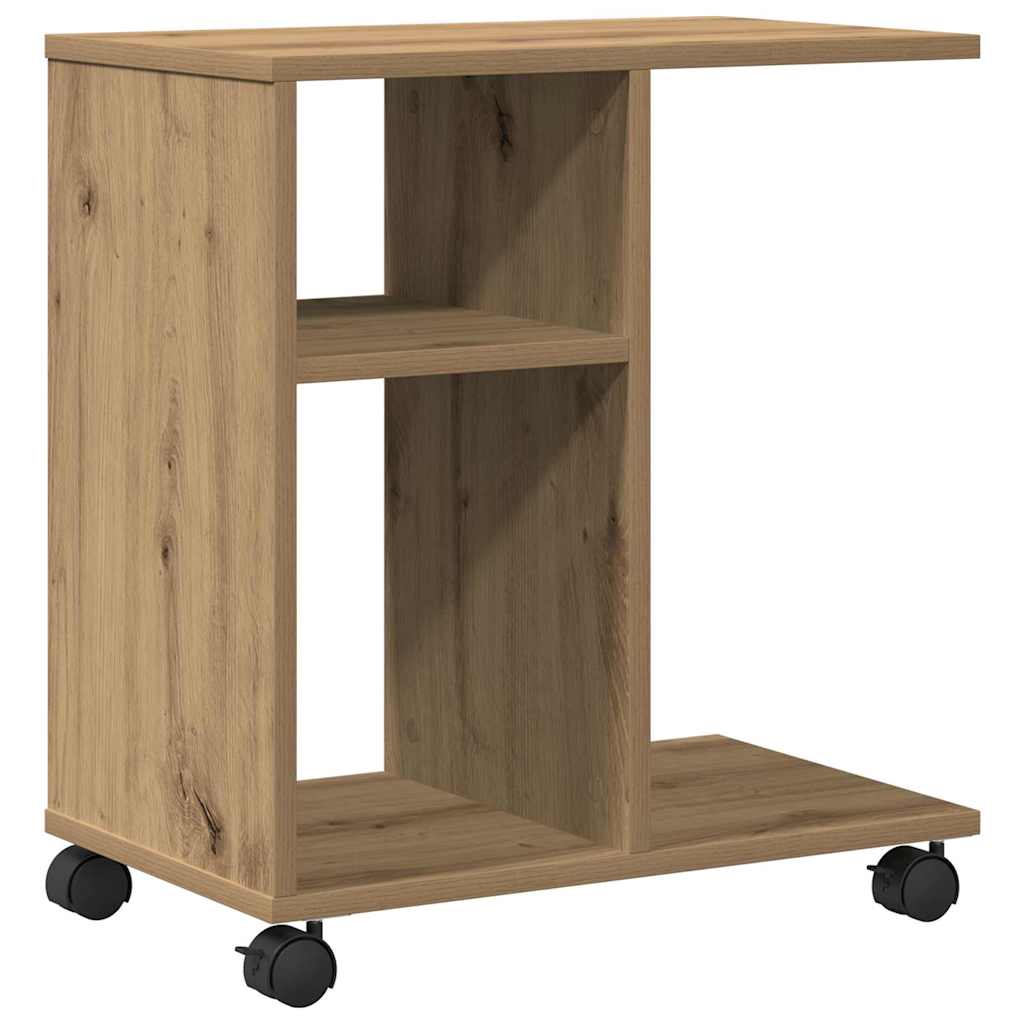 Oldalasztal polcokkal kézműves tölgy 50 x 30 x 55 cm Faanyag