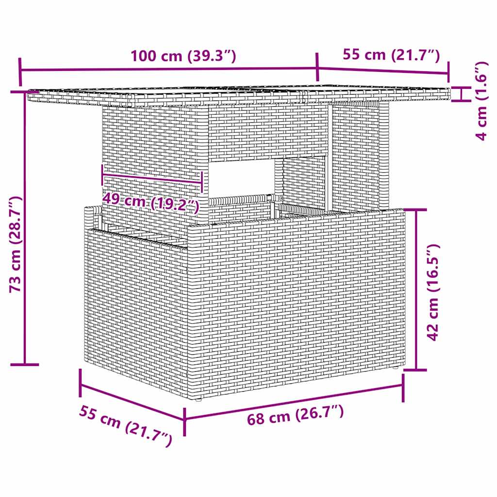 Kerti Kanapé Szett párnával 6 pcs Fekete polirattan