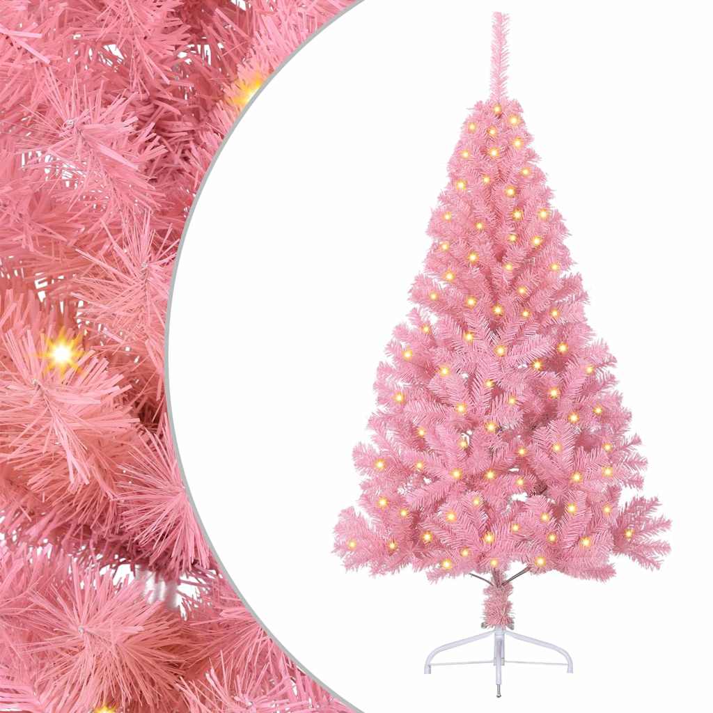 Mesterséges, előre világított karácsonyi fa Rózsaszín 120 cm