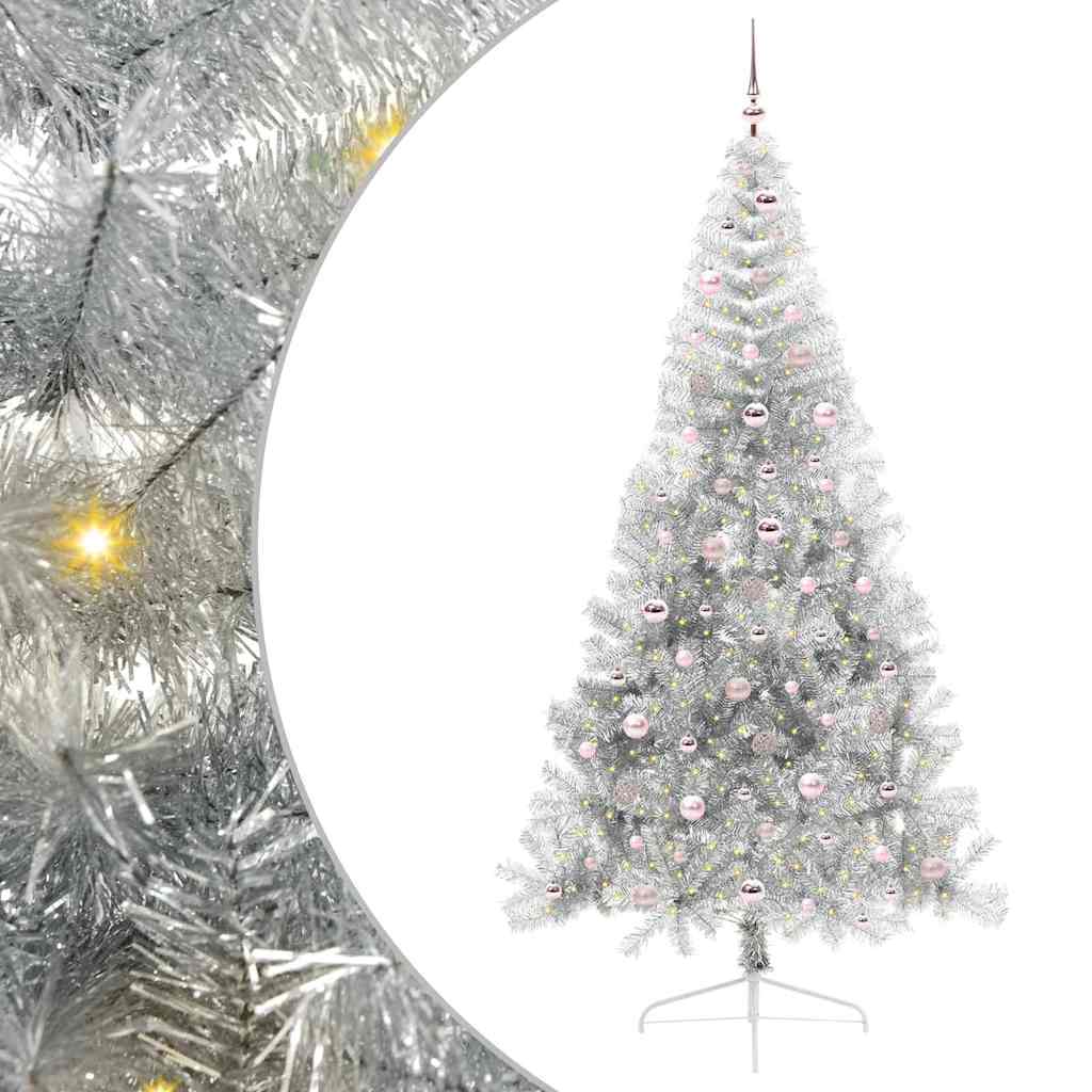 Mesterséges, előre világított karácsonyi fa Ezüst 240 cm PET