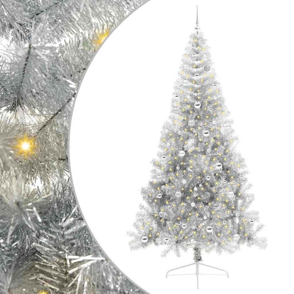 Mesterséges, előre világított karácsonyi fa Ezüst 240 cm PET