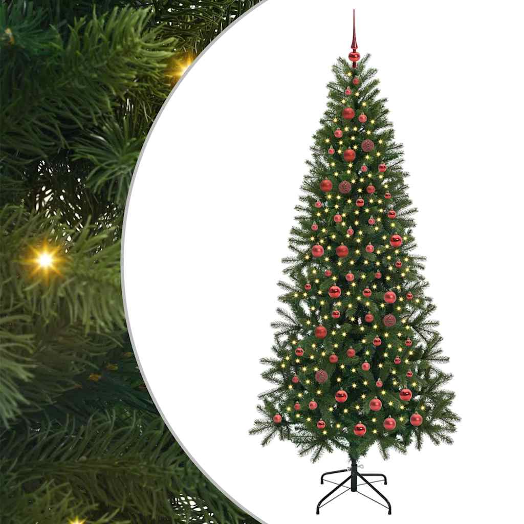 Mű karácsonyfa 300 LED-del állvánnyal Zöld 210 cm PE és PVC