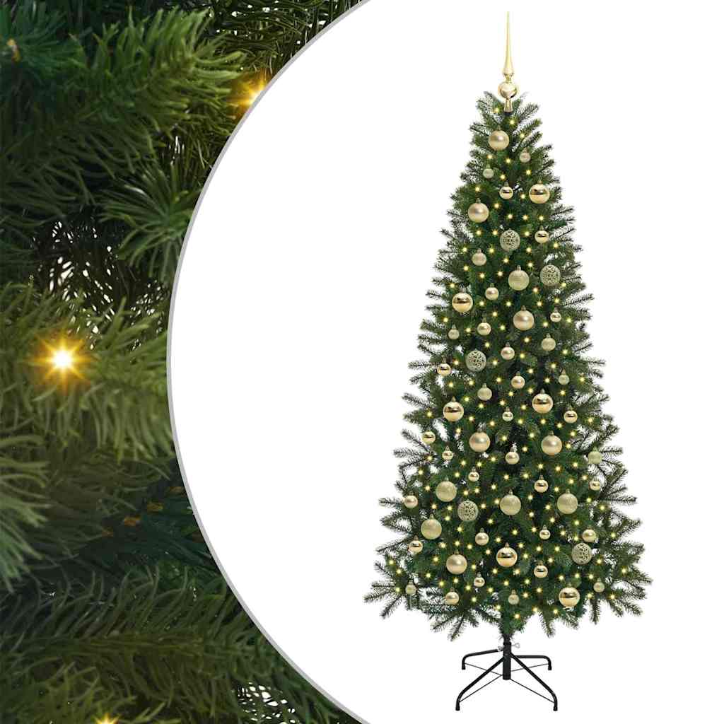 Mű karácsonyfa 300 LED-del állvánnyal Zöld 210 cm PE és PVC