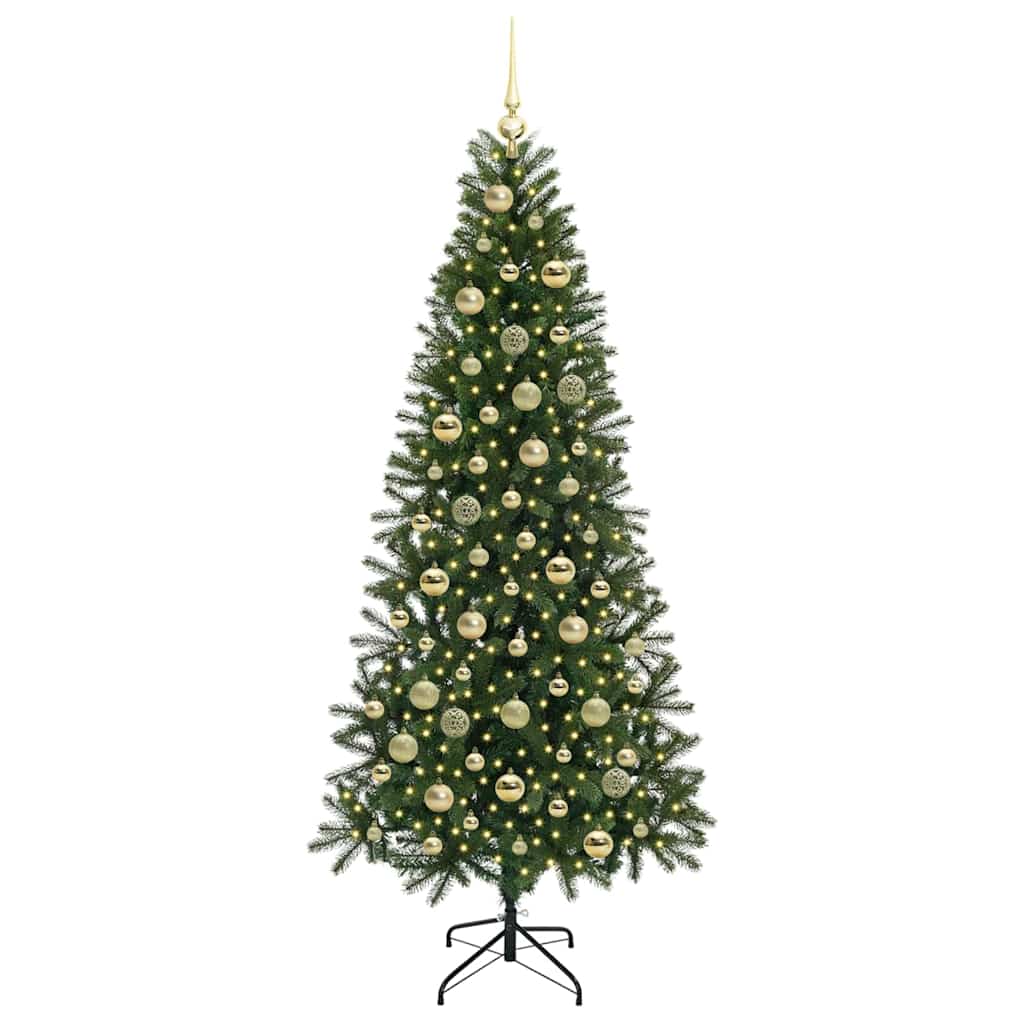 Mű karácsonyfa 300 LED-del állvánnyal Zöld 210 cm PE és PVC