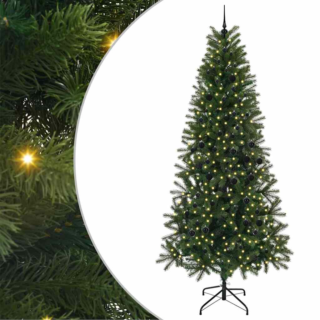 Mű karácsonyfa 300 LED-del állvánnyal Zöld 240 cm PE és PVC