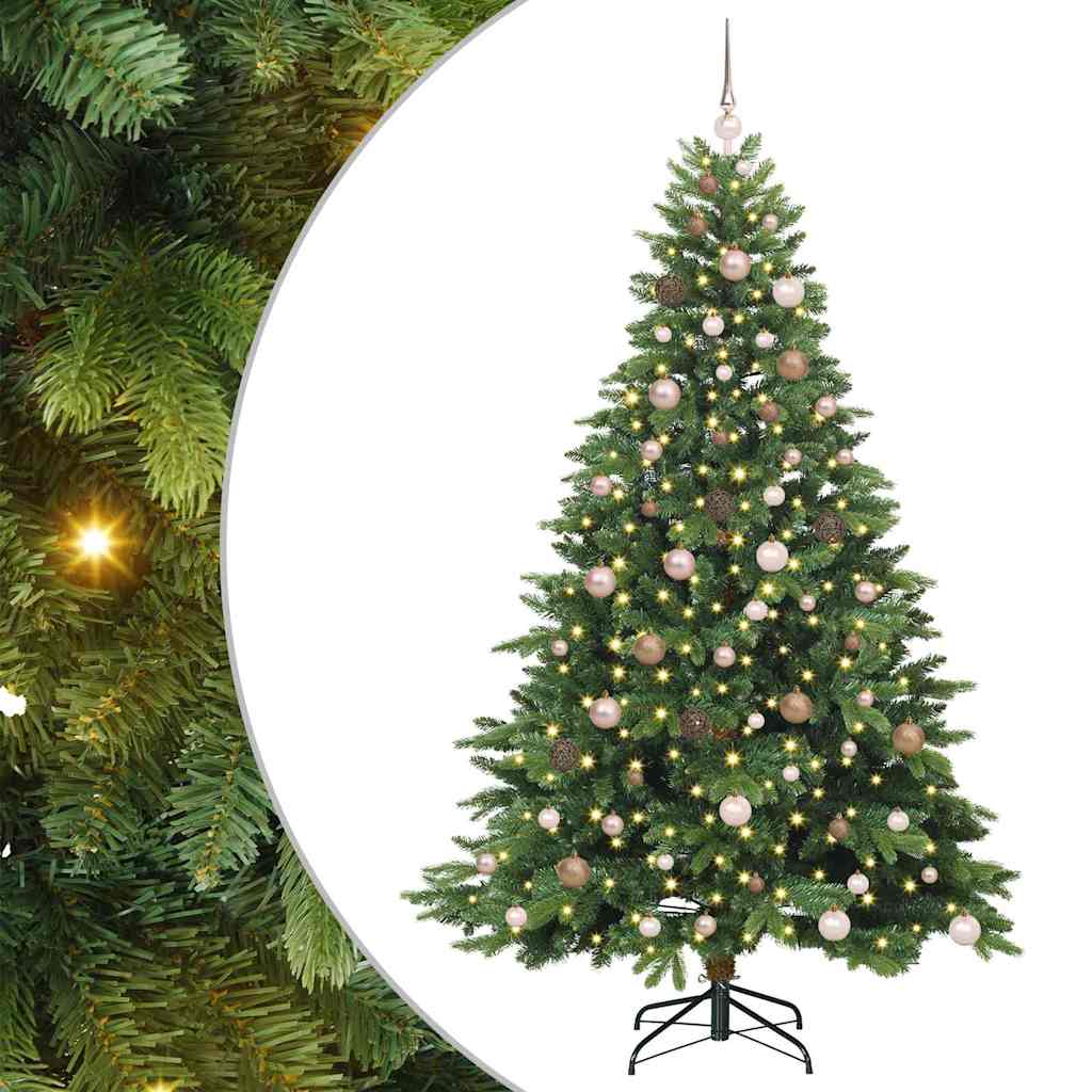 Mű karácsonyfa 300 LED-del állvánnyal Zöld 210 cm PE és PVC