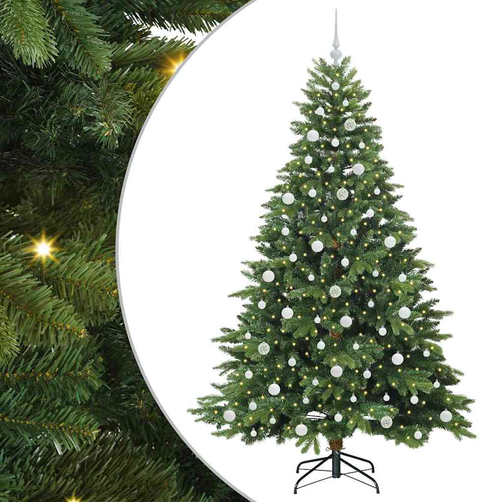 Mű karácsonyfa 300 LED-del állvánnyal Zöld 210 cm PE és PVC