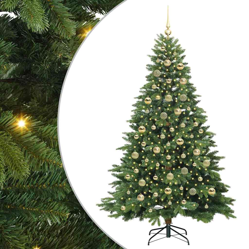 Mű karácsonyfa 300 LED-del állvánnyal Zöld 210 cm PE és PVC