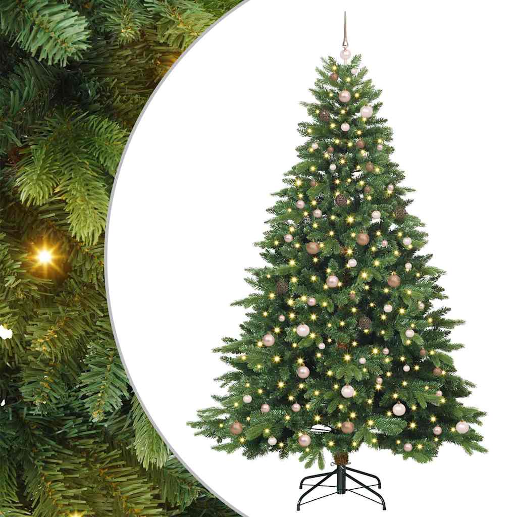Mű karácsonyfa 300 LED-del állvánnyal Zöld 240 cm PE és PVC