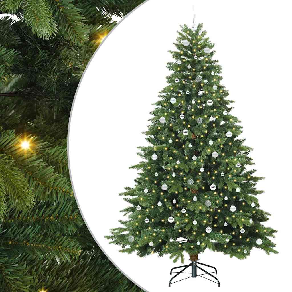 Mű karácsonyfa 300 LED-del állvánnyal Zöld 240 cm PE és PVC