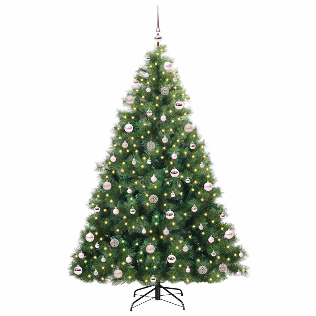 Mű karácsonyfa 300 LED-del állvánnyal Zöld 210 cm PE és PVC