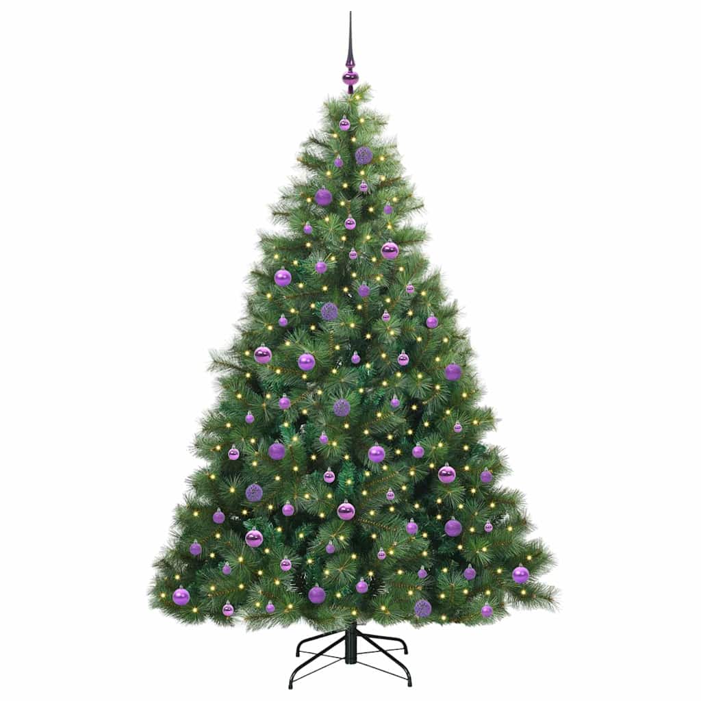 Mű karácsonyfa 300 LED-del állvánnyal Zöld 210 cm PE és PVC