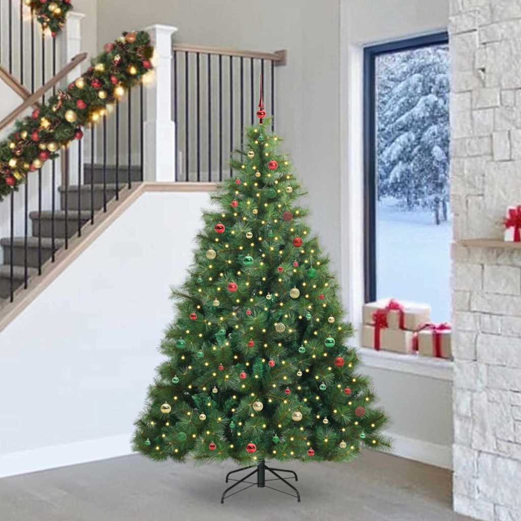 Mű karácsonyfa 300 LED-del állvánnyal Zöld 240 cm PE és PVC