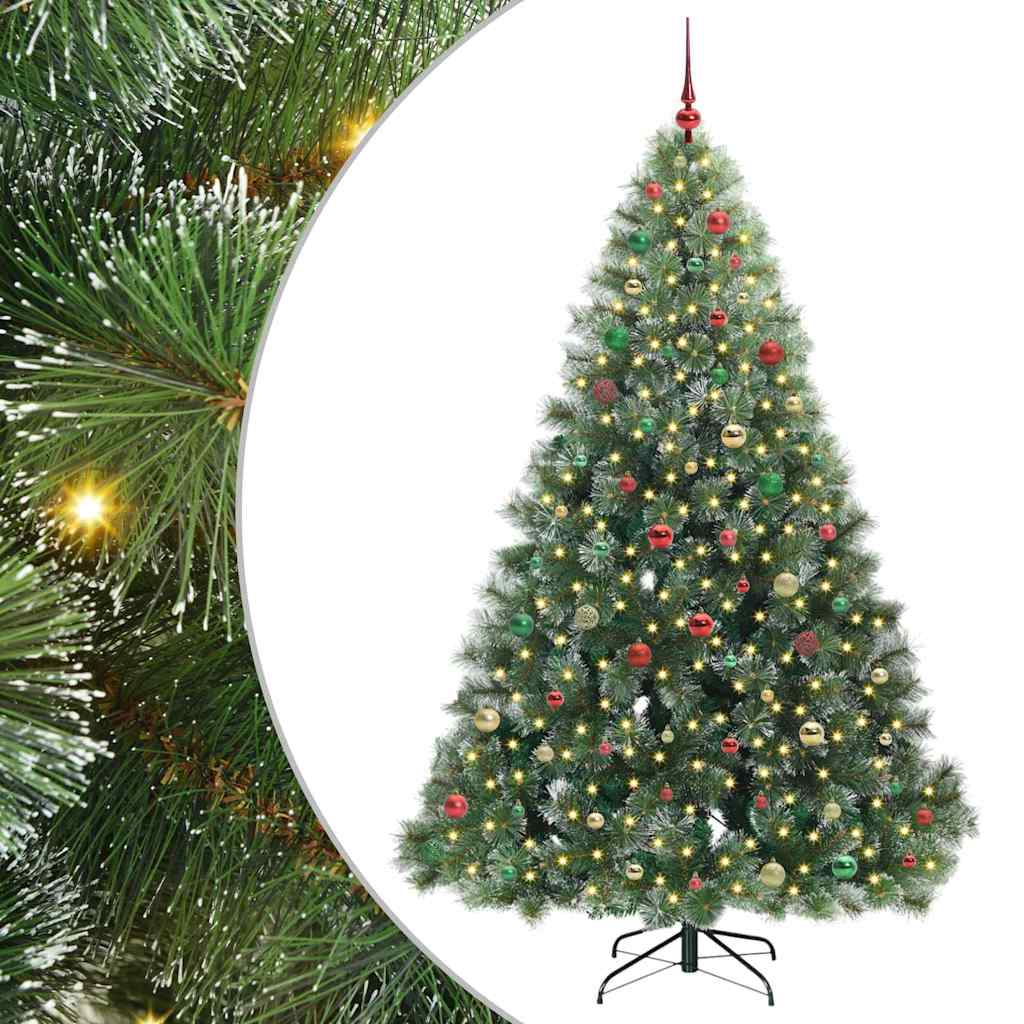 Mű karácsonyfa 300 LED-del állvánnyal Zöld 210 cm PE és PVC