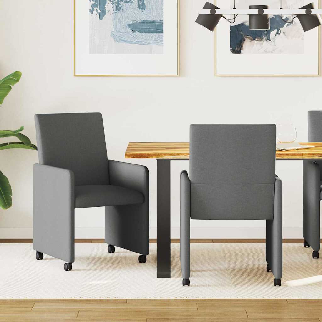 Étkező Székek kerékkel 2 pcs Sötétszürke 57 x 66 x 94 cm szövet