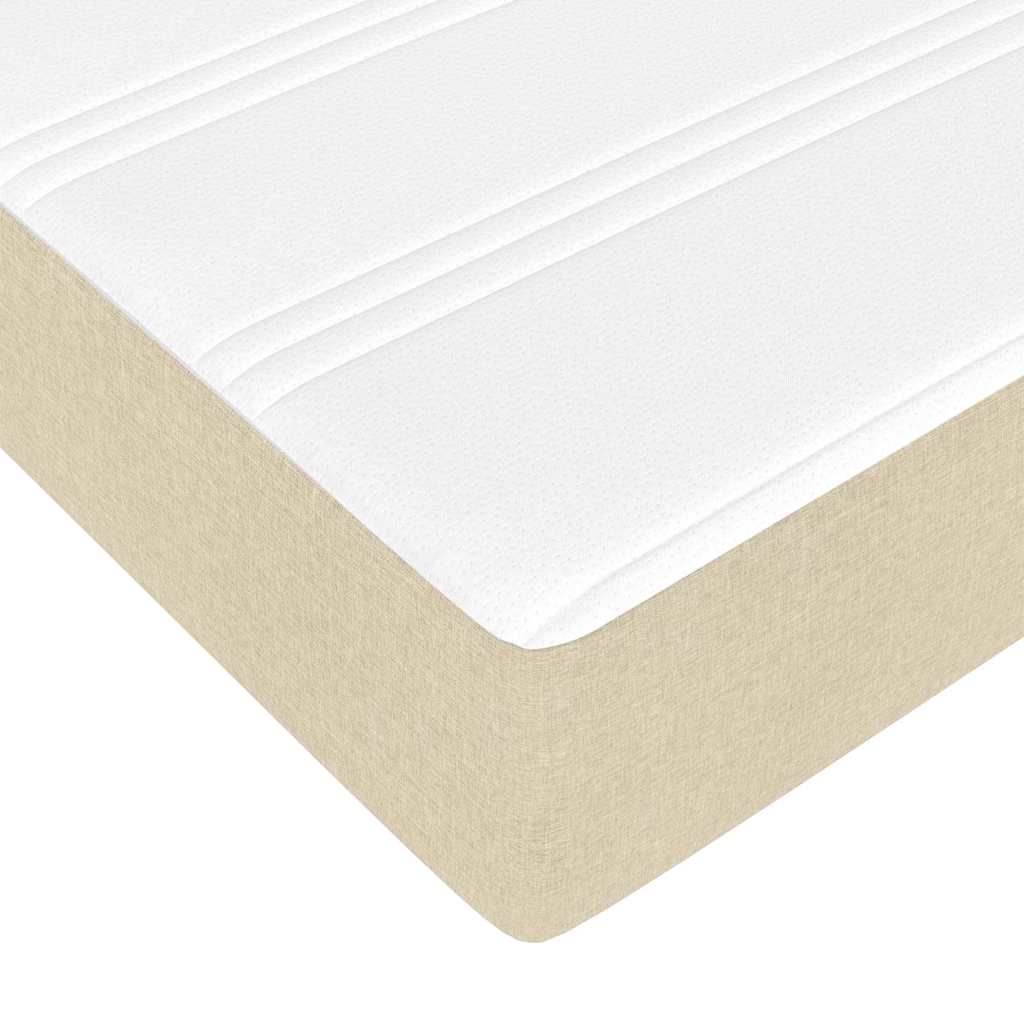Boxrugós ágy Krém és fekete 120 x 190 cm Textil és mérnöki fa