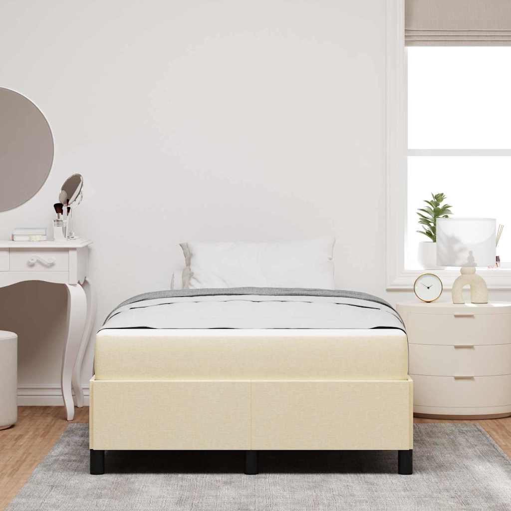Boxrugós ágy Krém és fekete 120 x 190 cm Textil és mérnöki fa