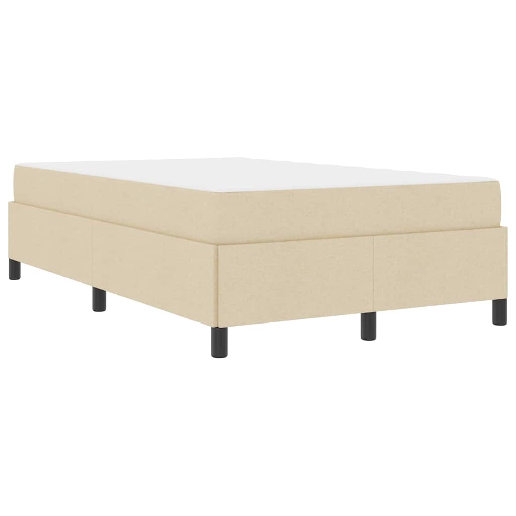 Boxrugós ágy Krém és fekete 120 x 190 cm Textil és mérnöki fa