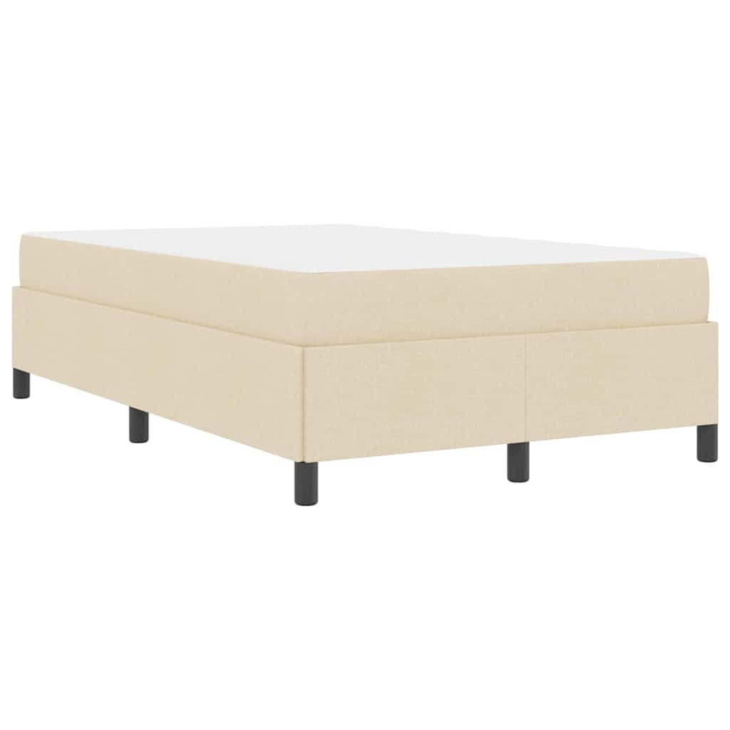 Boxrugós ágy Krém és fekete 120 x 190 cm Textil és mérnöki fa