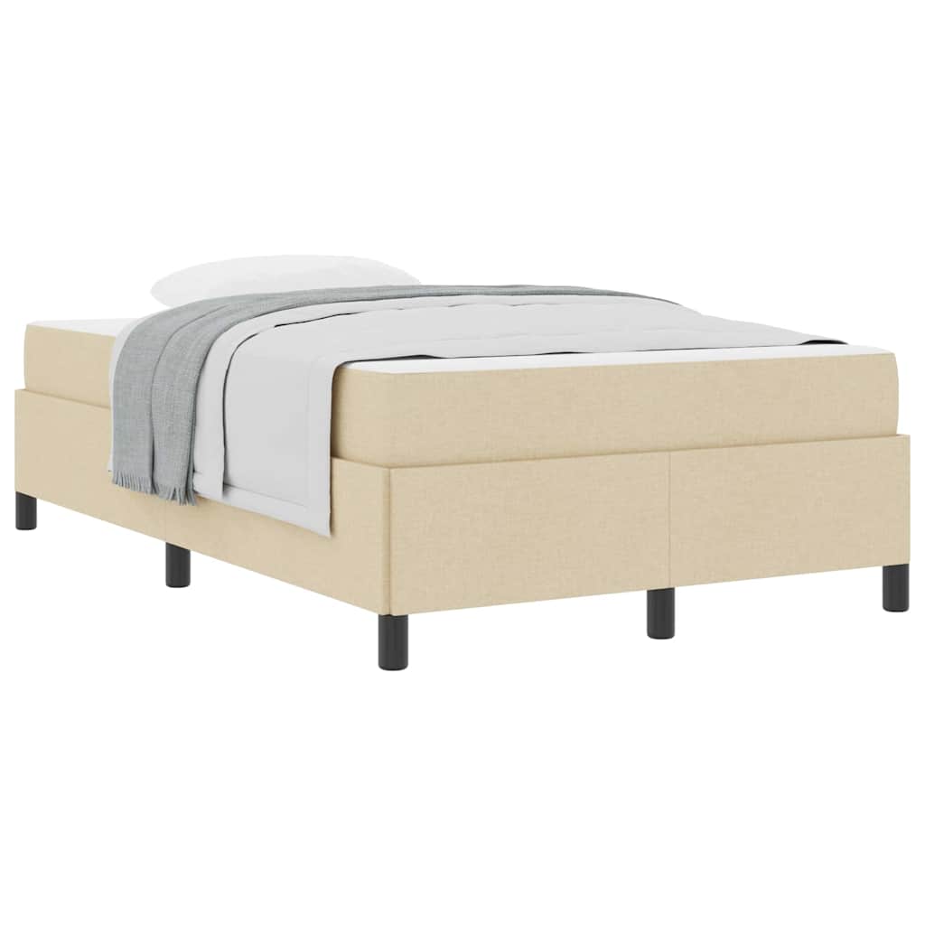 Boxrugós ágy Krém és fekete 120 x 190 cm Textil és mérnöki fa