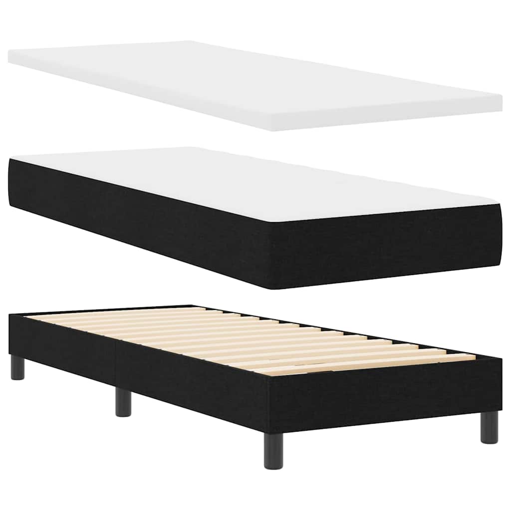 Boxspring ágy matraccal Fekete 80 x 200 cm Szövet és Mérnöki Fa