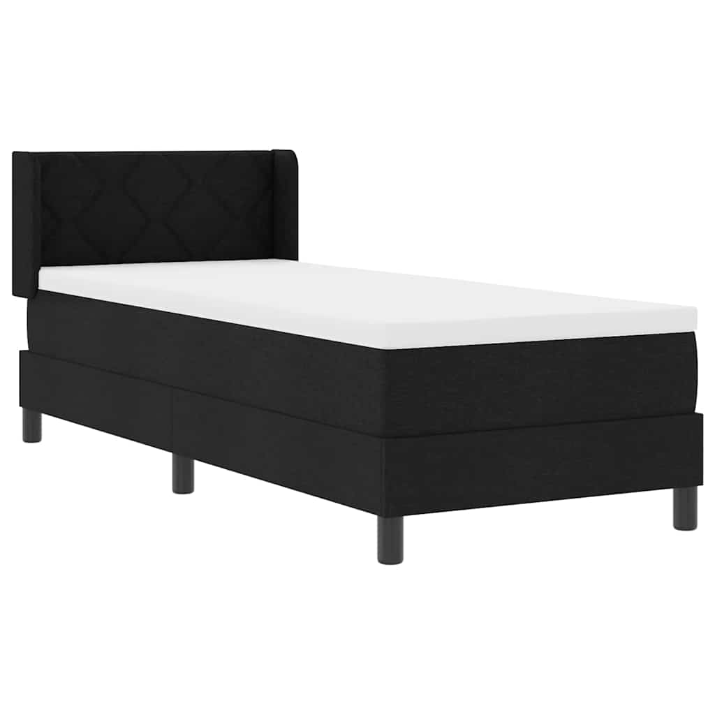 Boxspring ágy matraccal Fekete 80 x 200 cm Szövet és Mérnöki Fa