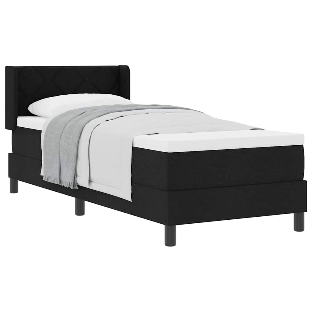 Boxspring ágy matraccal Fekete 80 x 200 cm Szövet és Mérnöki Fa