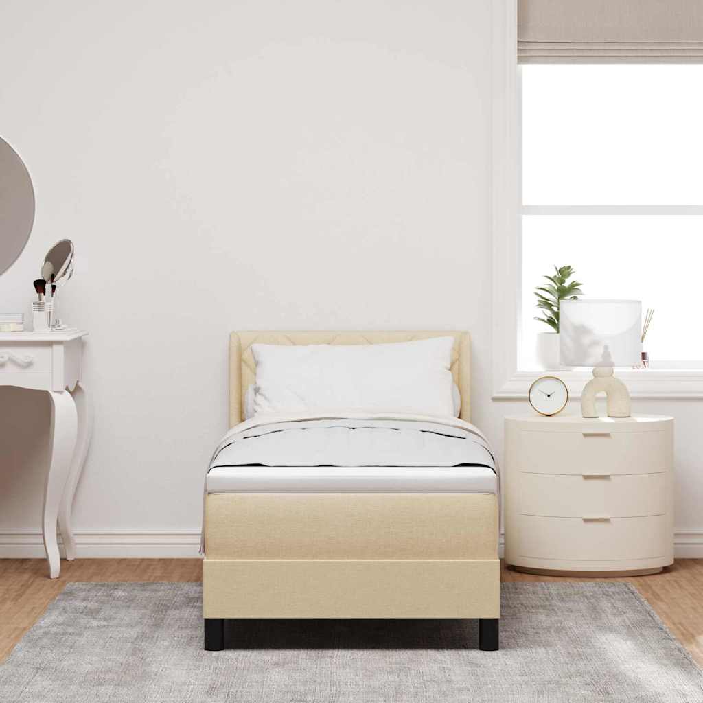 Boxspring ágy matraccal Krém 80 x 200 cm Szövet és Mérnöki Fa
