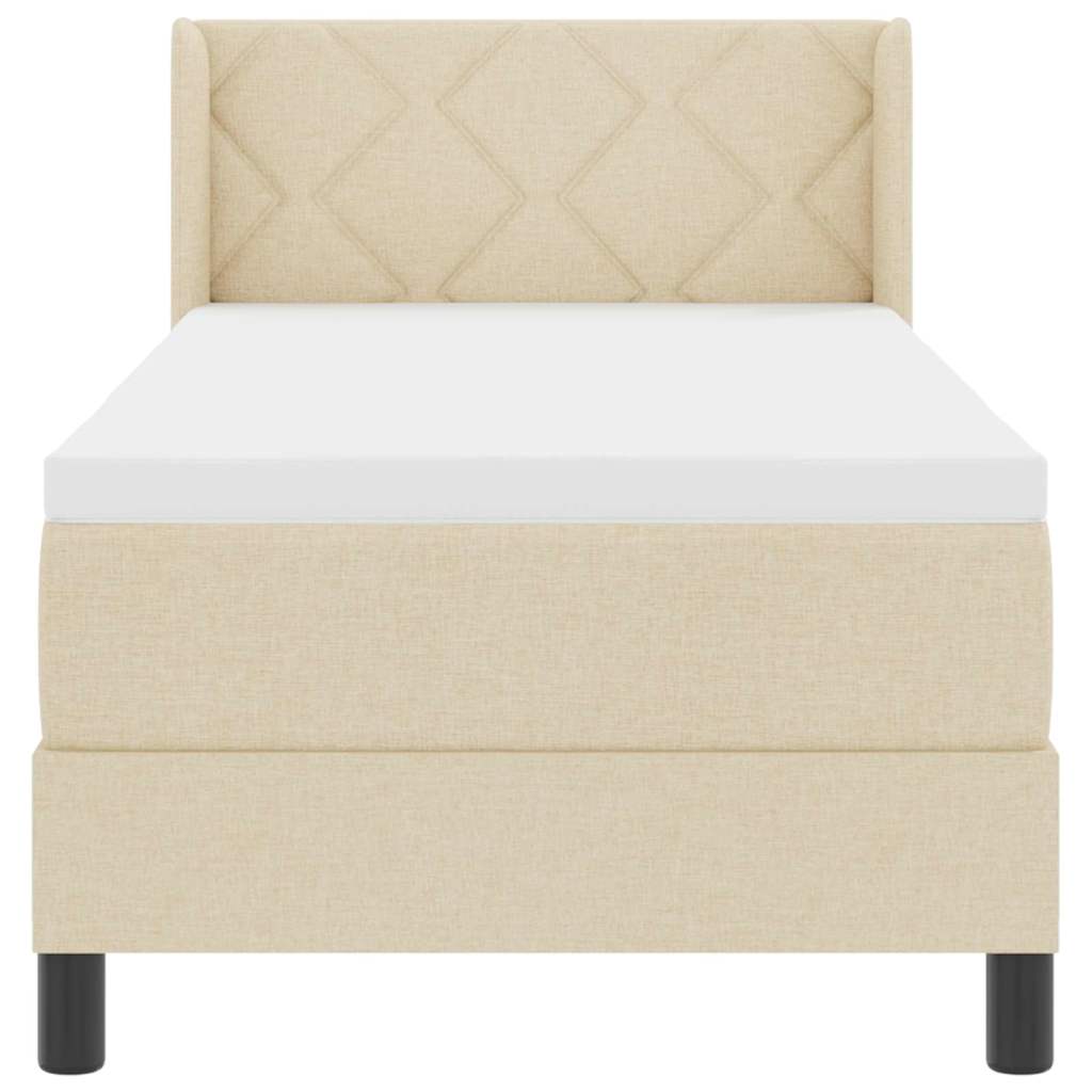 Boxspring ágy matraccal Krém 80 x 200 cm Szövet és Mérnöki Fa