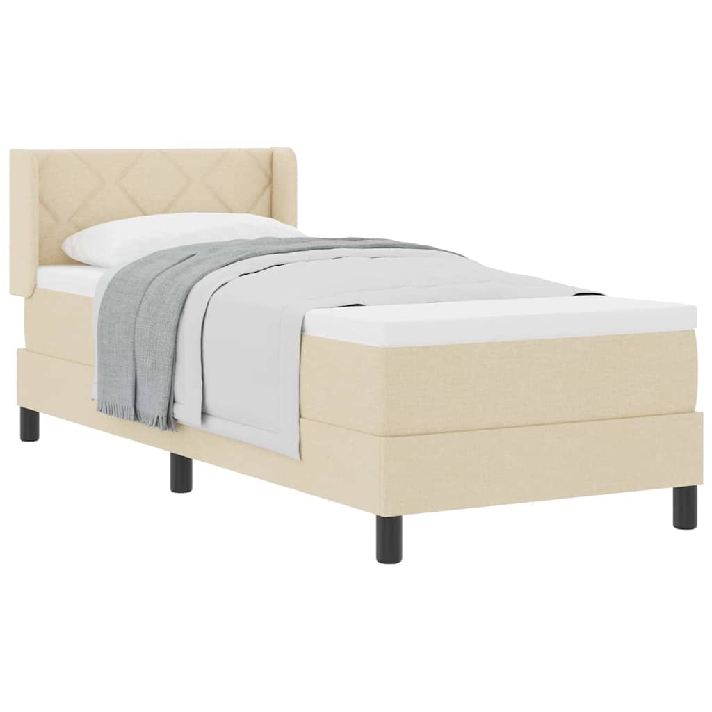 Boxspring ágy matraccal Krém 80 x 200 cm Szövet és Mérnöki Fa