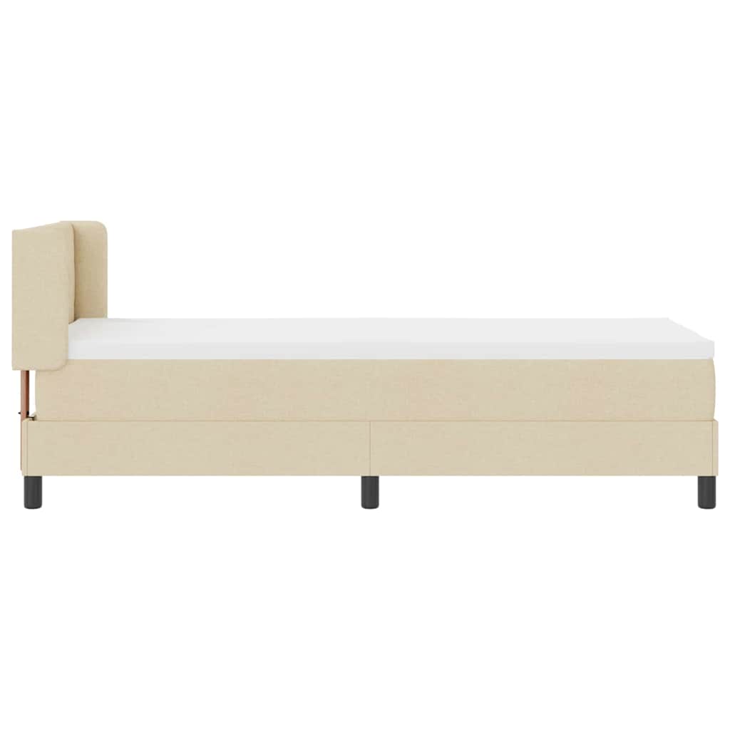Boxspring ágy matraccal Krém 80 x 200 cm Szövet és Mérnöki Fa