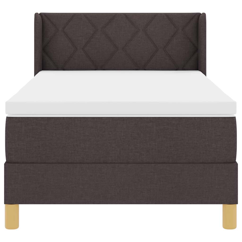 Rugós Ágy matracmal fejtámlával sötétbarna 90 x 190 cm szövet
