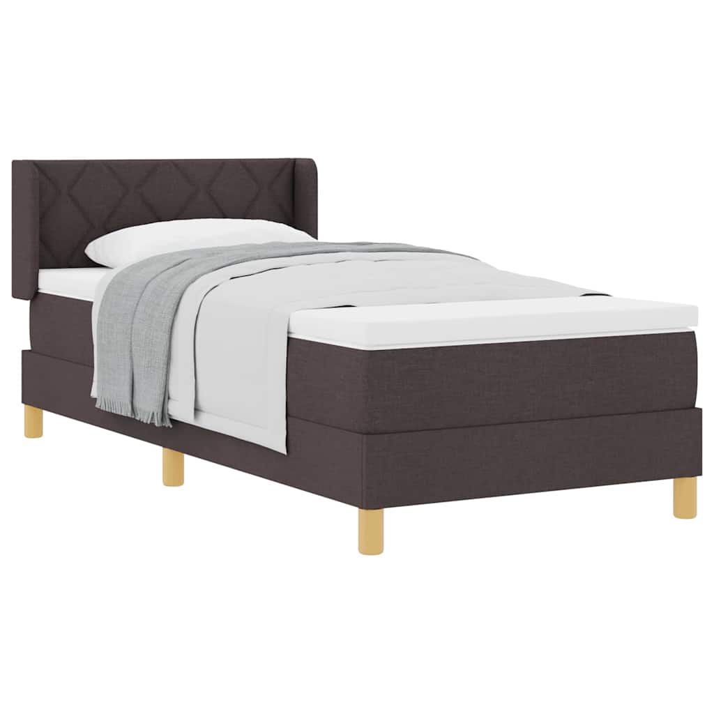 Rugós Ágy matracmal fejtámlával sötétbarna 90 x 190 cm szövet