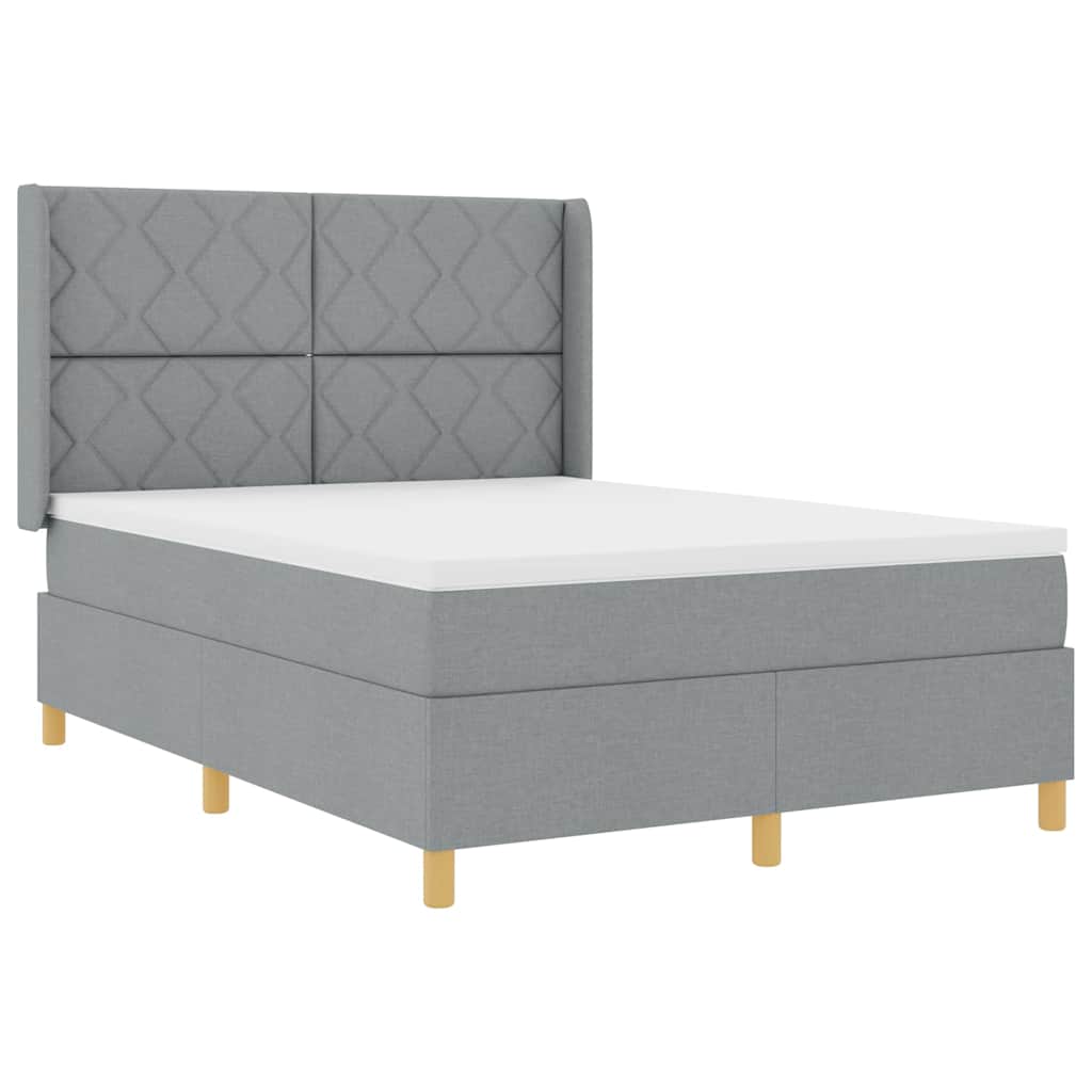 Box Spring ágy matracmal Világosszürke 140 x 190 cm szövet