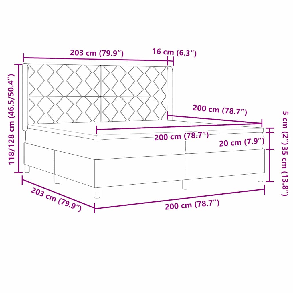 Box Spring ágy matracmal Tópszínű 200 x 200 cm szövet