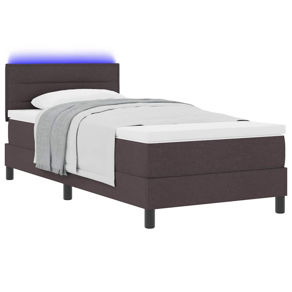Boxrugós ágy matracmal Sötét Barna 90 x 190 cm szövet