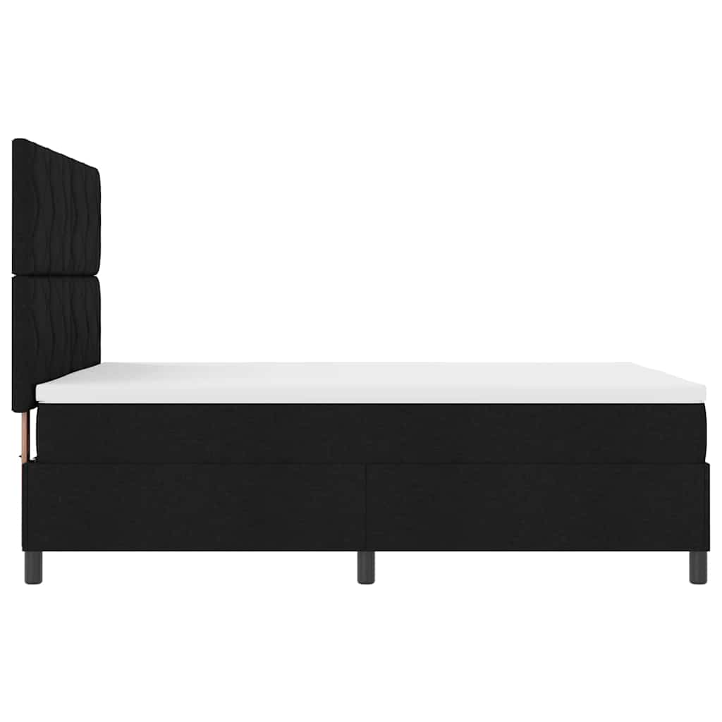Boxrugós ágy matracmal fejtámlával Fekete 140 x 190 cm szövet