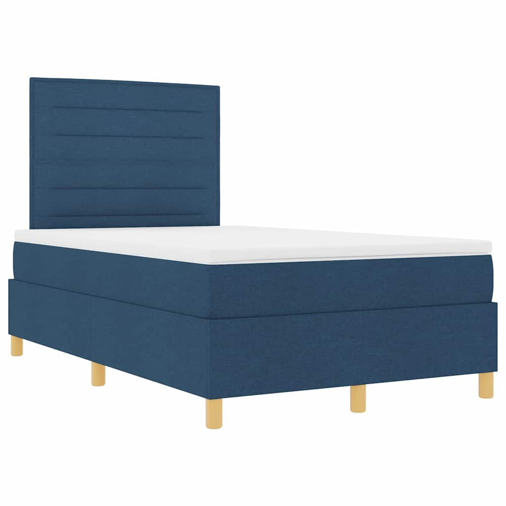 Boxrugós ágy matracmal fejtámlával Kék 120 x 190 cm szövet