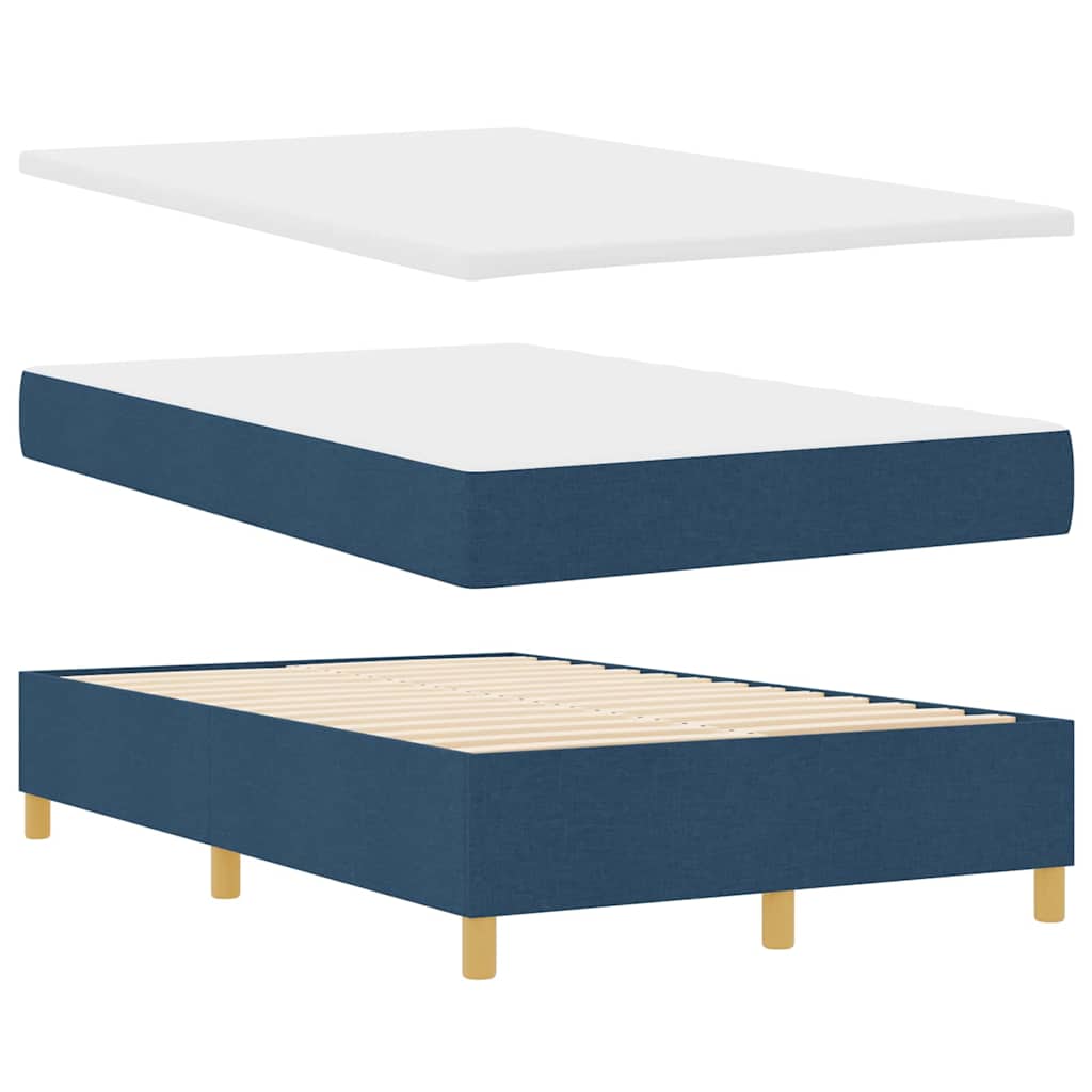 Boxrugós ágy matracmal fejtámlával Kék 120 x 190 cm szövet