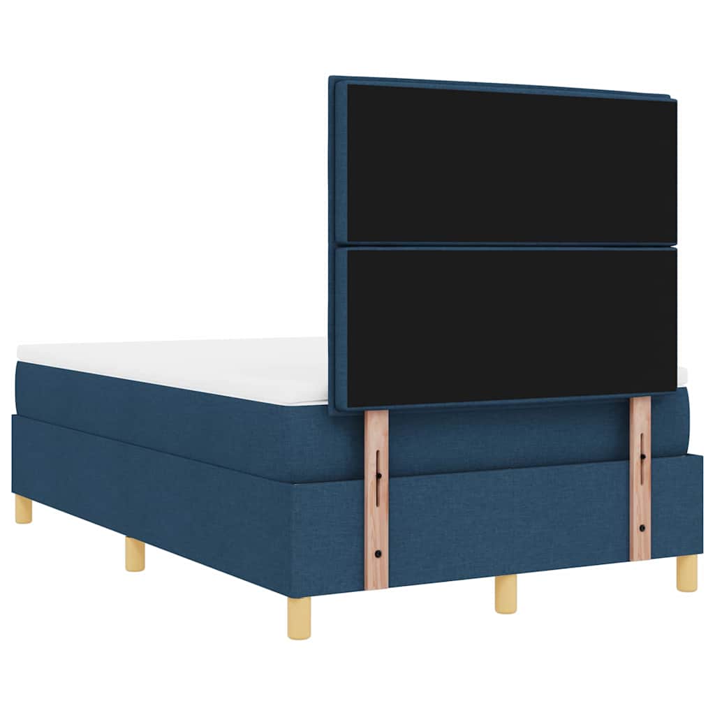 Boxrugós ágy matracmal fejtámlával Kék 120 x 190 cm szövet