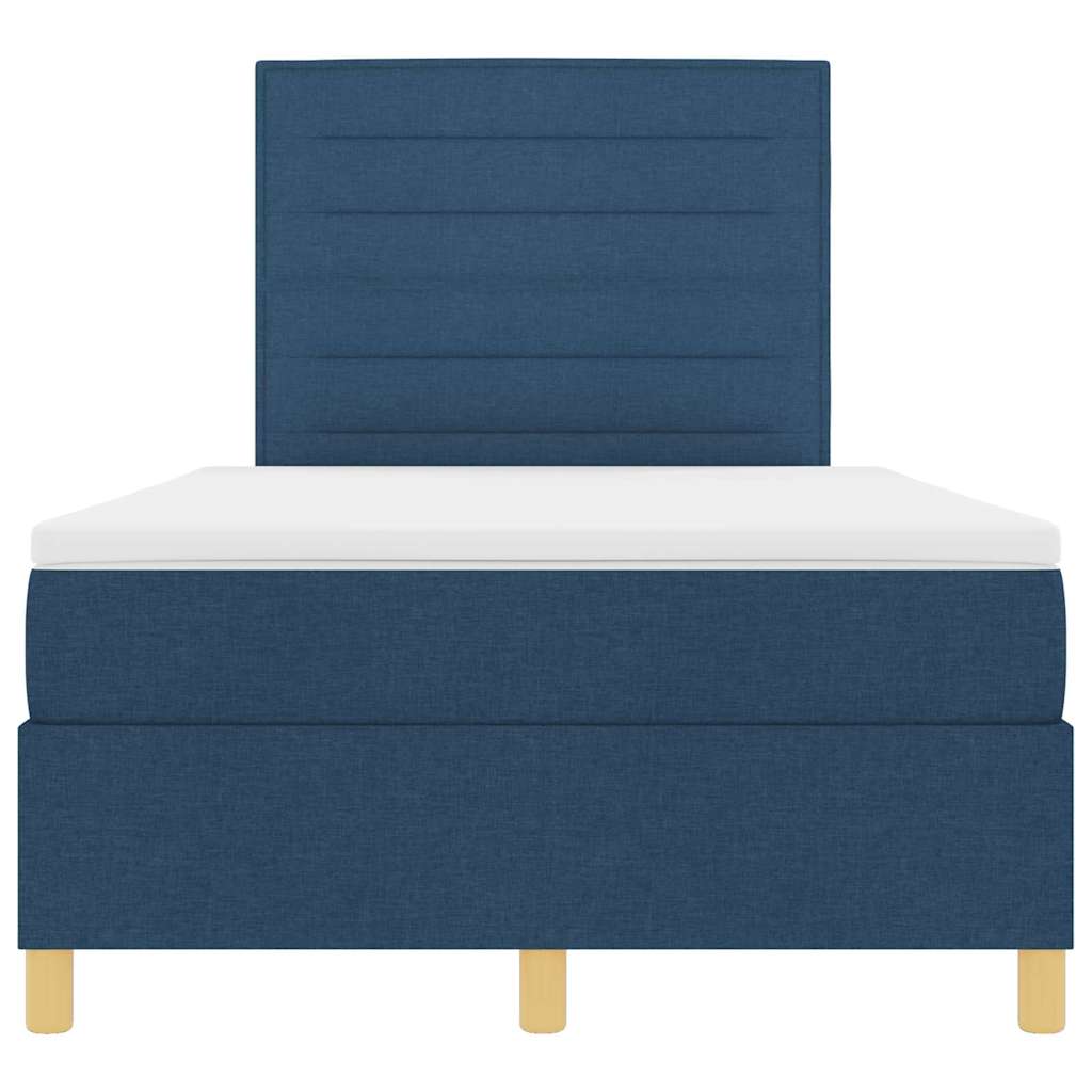 Boxrugós ágy matracmal fejtámlával Kék 120 x 190 cm szövet