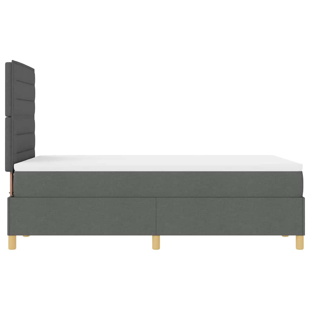 Boxrugós ágy matracmal Sötétszürke 120 x 200 cm szövet