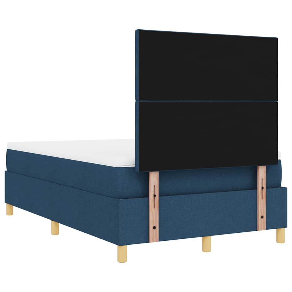 Boxrugós ágy matracmal fejtámlával Kék 120 x 190 cm szövet